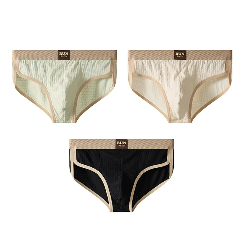 3PCS/Pack 100% Cotton Delicate Jacquard Men's Brief Antibacterial Breathable Crotch Men's Panties Soft Stretch Underwear for Man