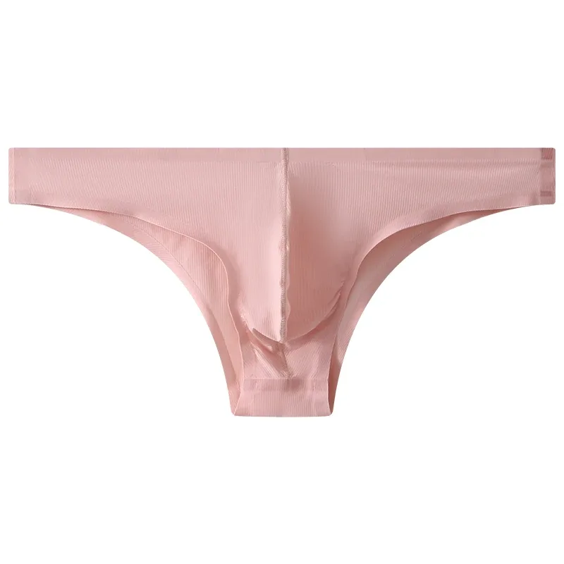 Half Hip Small Triangle Men's Underwear Low Waist Sexy Young Men Ice Silk Seamless Briefs Summer Lightweight Breathable Panties