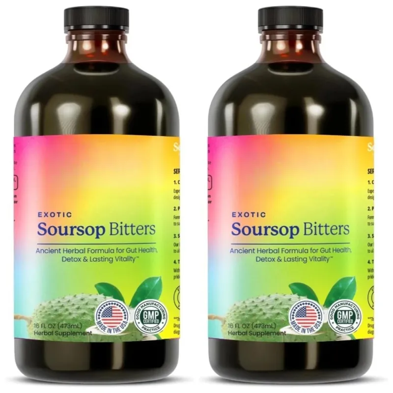Herbal Soursop Bitters Liquid Supplement Black Seed Moringa Irish Moss Drops para sa Gut Digestive Wellness Immune 16 Fl Oz(473ml)