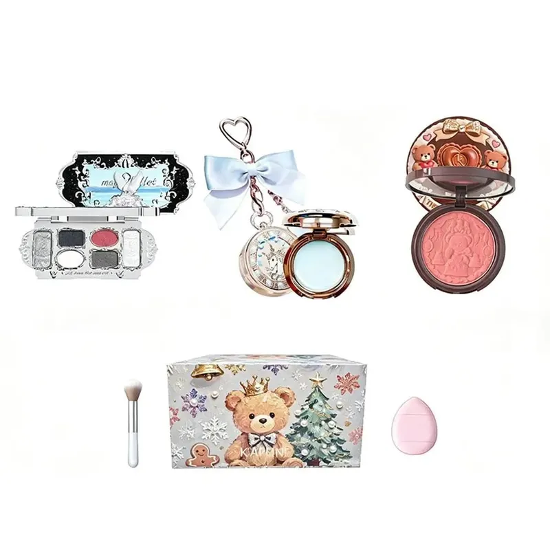 Πλήρες σετ Κιτ μακιγιάζ Swan Makeup Palette Pressed Powder Blush Lipstick Eyeshadow Palette Cute Cosmetic Gift Set