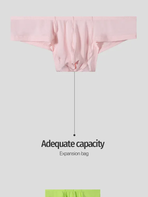 2PCS Low Rise Comfort Men Cotton Briefs Pink Soft Fabric Wide Waistband 3D Support Pouch Moisture Friendly Mens Underwear
