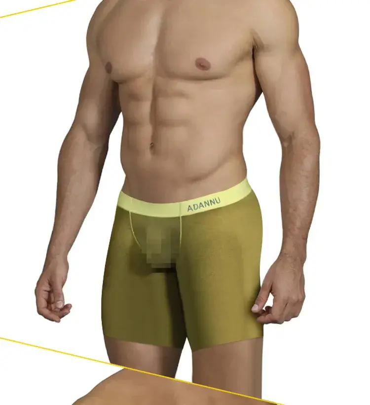 0.01mm Ultra-thin Men Underwear Long Boxer Shorts Cooling Ice Silk Transparent Gym Fitness Underpants Seamless Mesh Slips