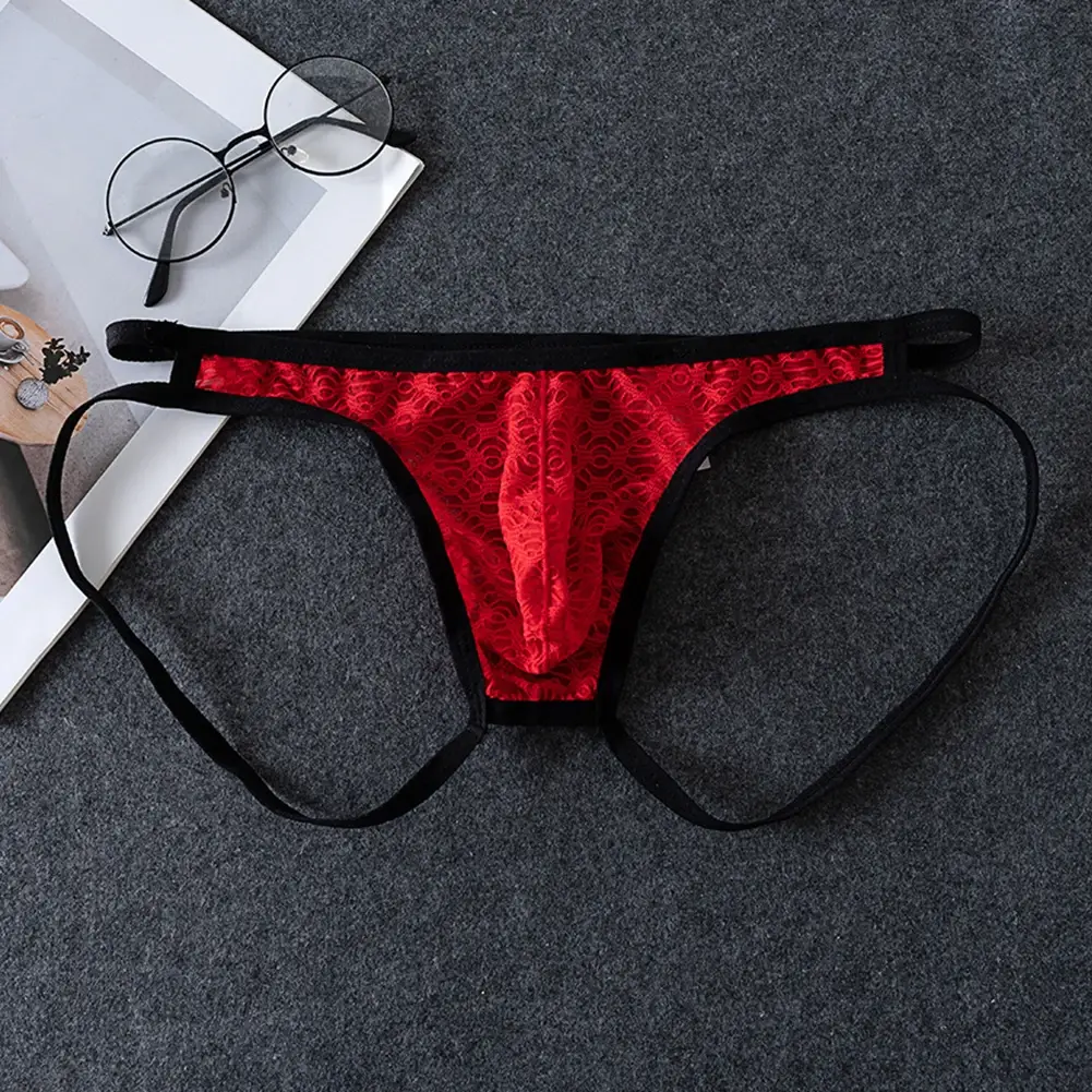 Men G-Strings See Through Men's Underpants Pouch Underwear Hollow Lace Thongs Low Rise Unisex Panties Hollow Out Men's Clothing