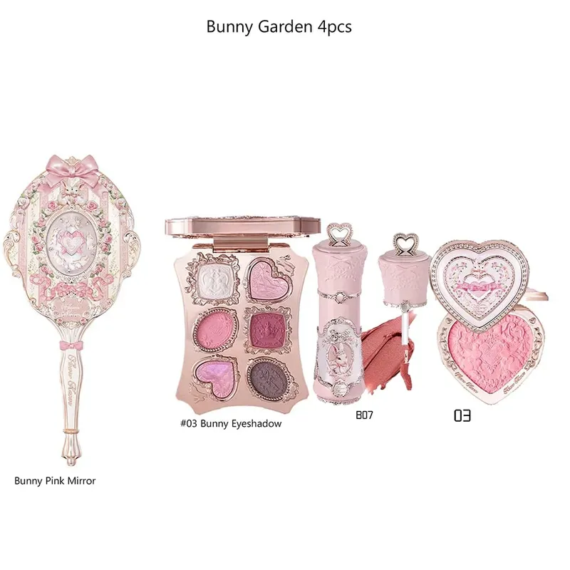 Flower Knows Make Up Kit Cosmetics Full Set Strawberry Rococo Palette Little Angel Highlighter Matte Lipstick 4Pcs Kit