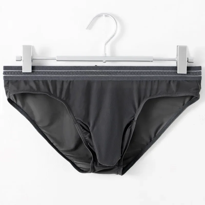New Men's Ice Silk Briefs Ultra-thin Quick Dry High Elastic Lace Waistband Panties Sexy Seamless Breathable Bikini Underwear