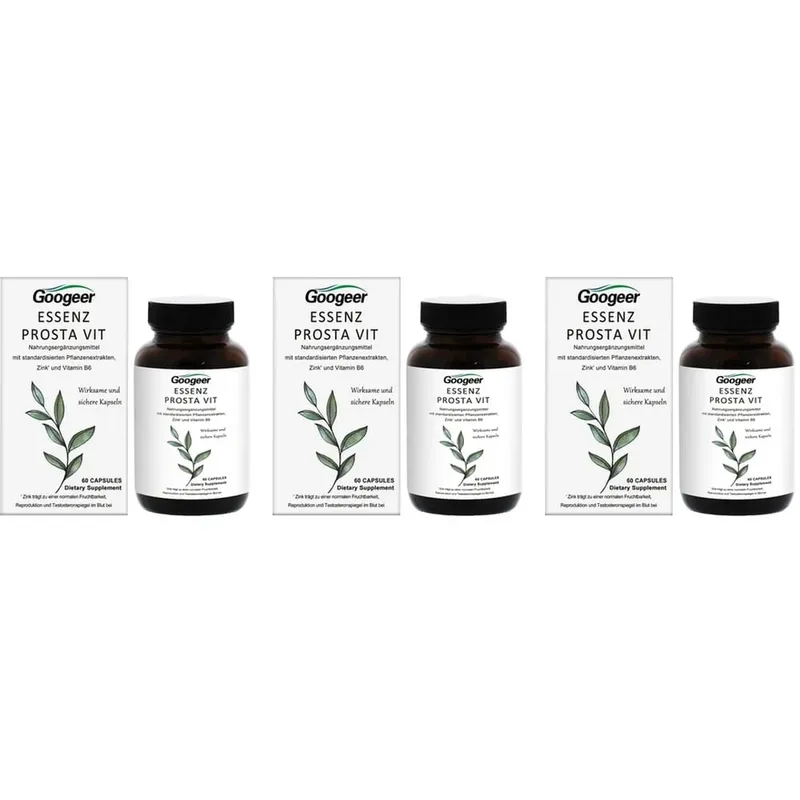 Googeer Prosta Vit Essenz Capsules para sa Mga Lalaki Pantog at Urinary Tract Health Support na may Zinc Vitamin B6 Saw Palmetto 60 Count