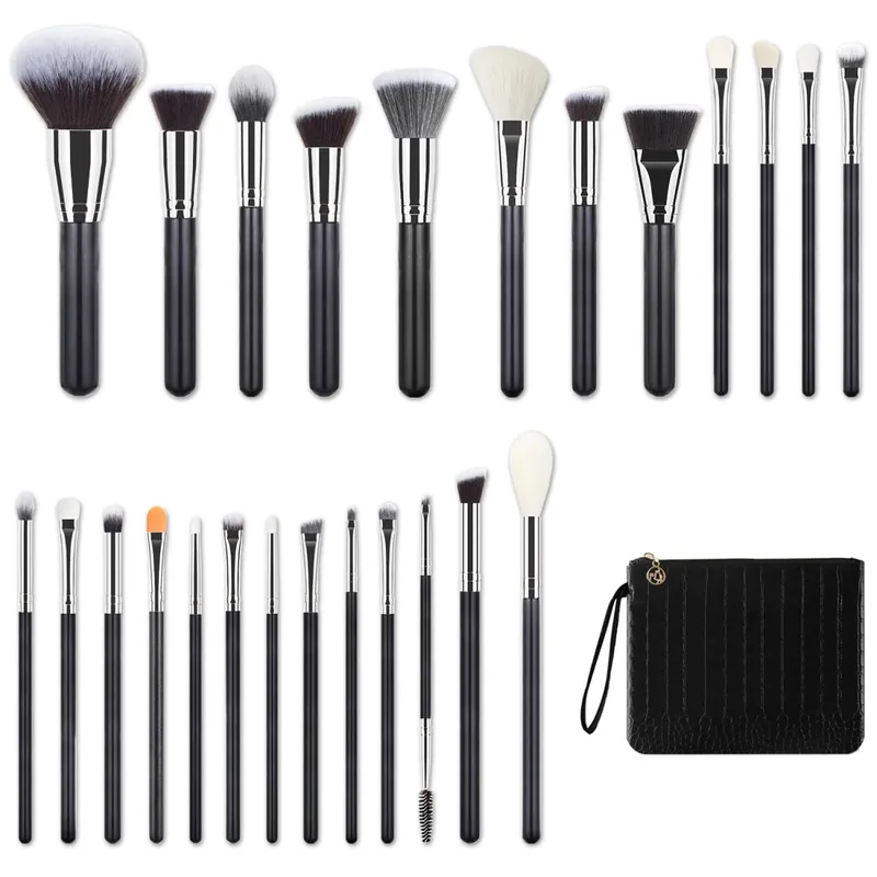 40/30/25/22Pcs Professional Makeup Brush Set na may Crocodile Storage Bag Blush Highlight Eyeshadow Brushes para sa Pang-araw-araw na Stage Makeup