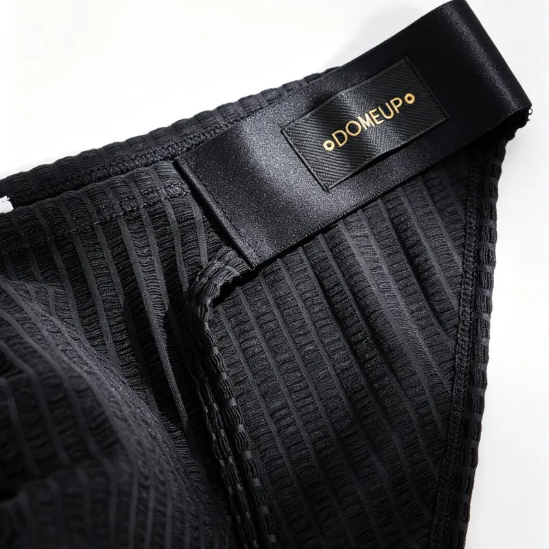 Men Vertical Stripe Mesh Bikini Briefs 3D Pouch Underwear Low Waist Elastic Waistband Breathable Male Panties DP911 3256812861254528