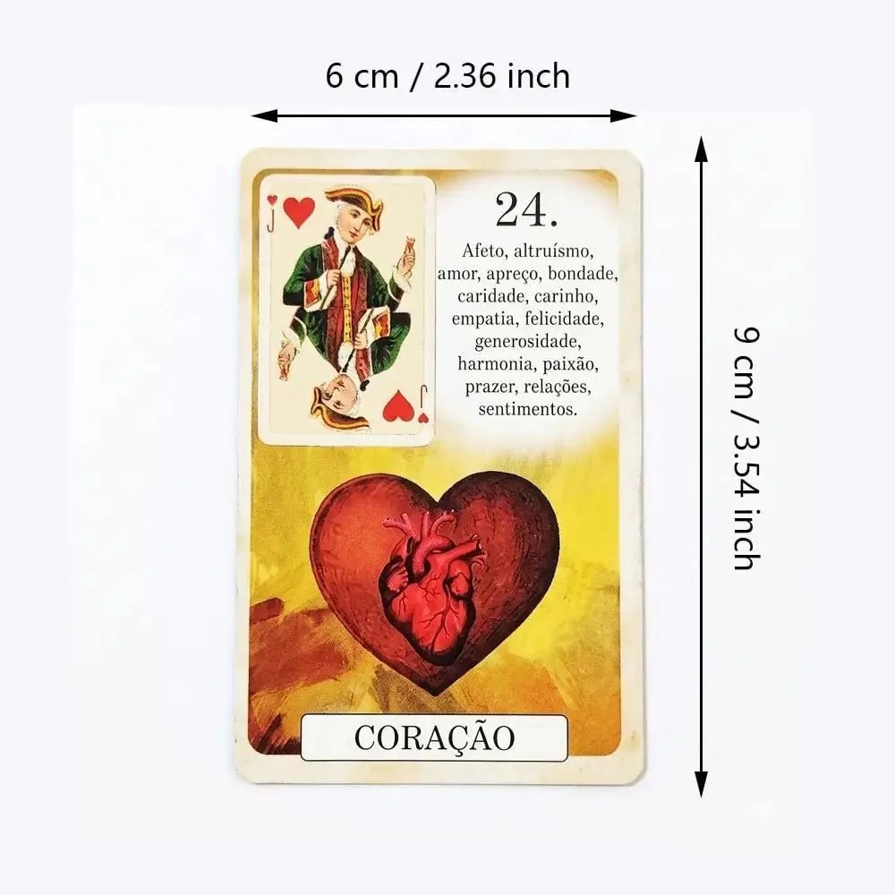 Classique Lenormand Deck 9*6cm - 37 μαντικές κάρτες Vintage Style - Κλασική Πορτογαλική Έκδοση Κάρτα με διπλό ανάγλυφο