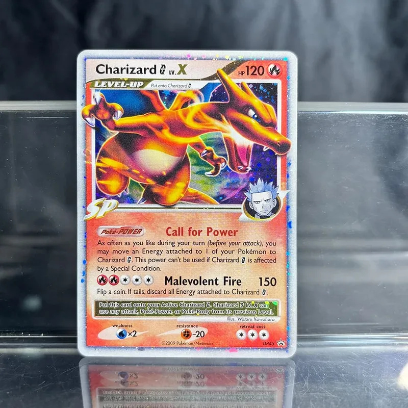 אוסף משחקי מסחר הולוגרפי PTCG כרטיסי פרוקסי Charizard Pikachu Mew EX Singl PKM Foil Cards Gengar VMAX Skyridge (SK)