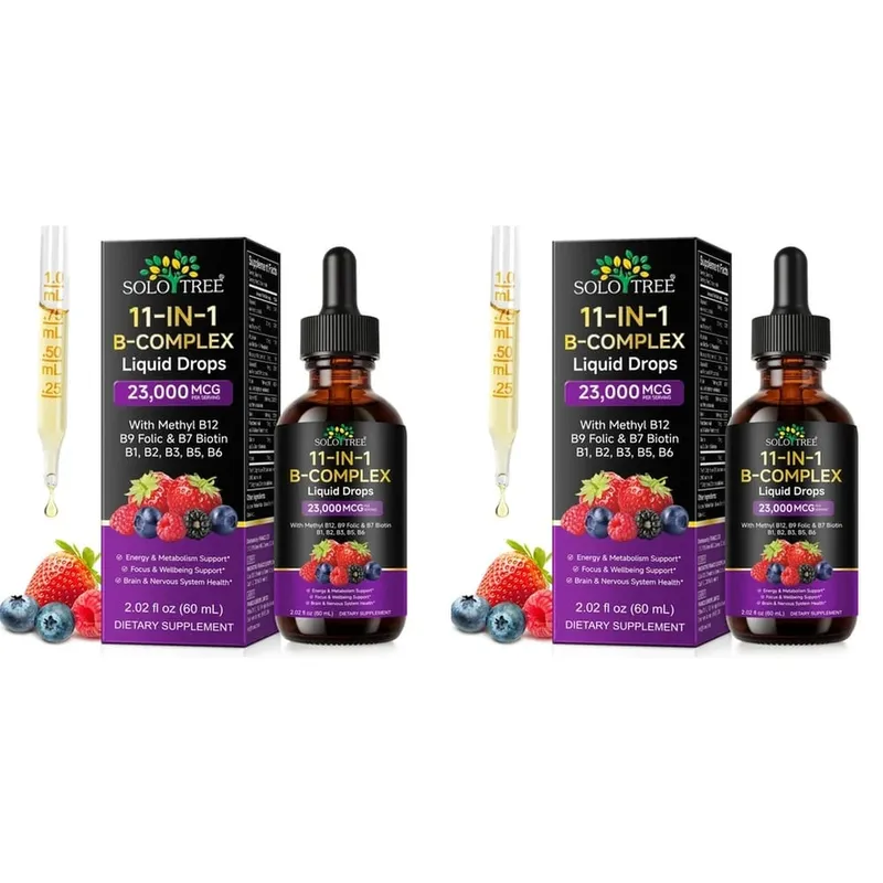 B-Complex Liquid Drops 11-in-1 Methyl B12 Folate Biotin Para sa Energy Focus at Brain Nervous Support Formula Pang-adulto 60ml