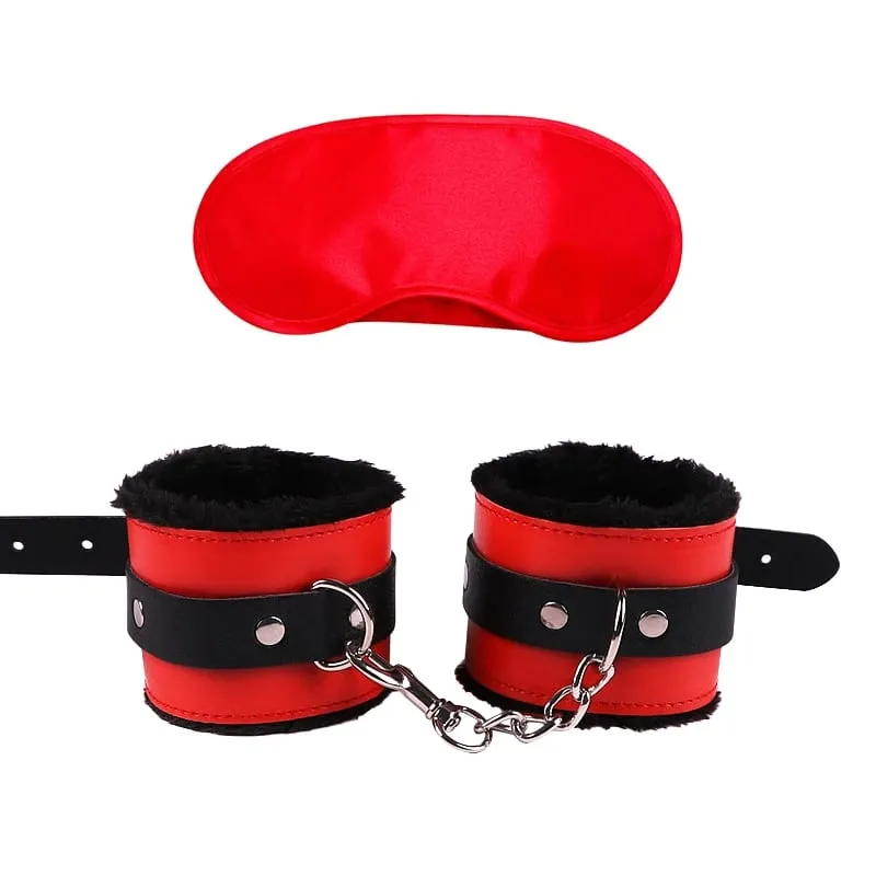 Sex Toys For Women Bdsm Set Sexy Leather Plush Sex Toys Bondage Kit Handcuffs Feather Blindfold Fetish Flirt Goods For Adults