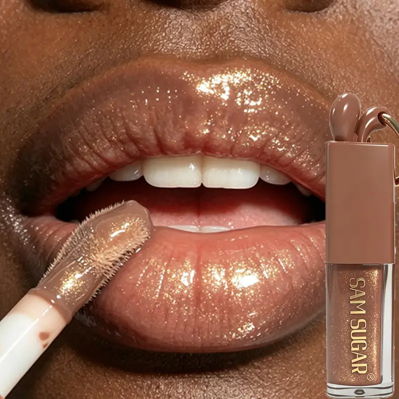 1 τμχ Mirror Gold Shiny Brown Rabbit Lip Gloss Moisturizing Plumping Lip Gloss Liquid Lipstick Matte Chocolate Brown Lip Tint Tone