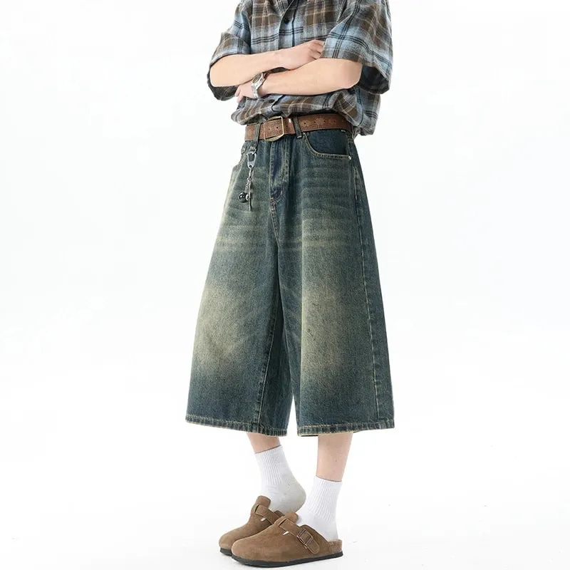 Több zsebes Cargo Nadrág Nyári Rövid Farmer Lakónadrág Hip Hop Utcai Ruházat Tágas farmer rövidnadrág Alkalmi széles szárú Capris nadrág 5XL-M