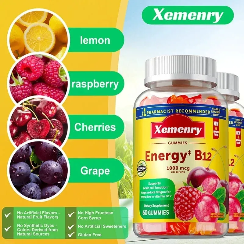 Bitamina B12 Gummies - Nakakatulong Ito sa Pagpapanatili ng Enerhiya sa Pagpapalakas ng Metabolismo at Sinusuportahan ang Mga Buto at Ang Immune System