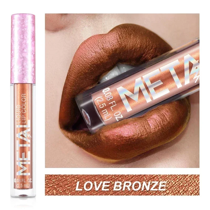Lipstik Cair Matte Metalik Tahan Air Tahan Lama Antilengket Matte Berkilau Lip Gloss Makeup Bibir Wanita 12 Warna