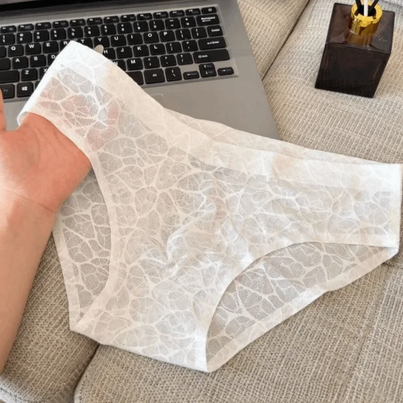 Cool Summer 3D Bulge Pouch Men's Underwear Lingerie Transparent Mesh Panties Thin Stripe Grid Triangle Panties Men