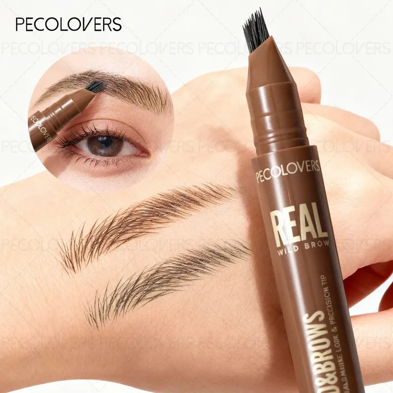 2PCS/SET 3D Wild Waterproof at Sweatproof Eyebrow Pencil at eyebrow Razor Mult Split Tip Eyebrows Pen Eyebrow Portable para sa Paglalakbay