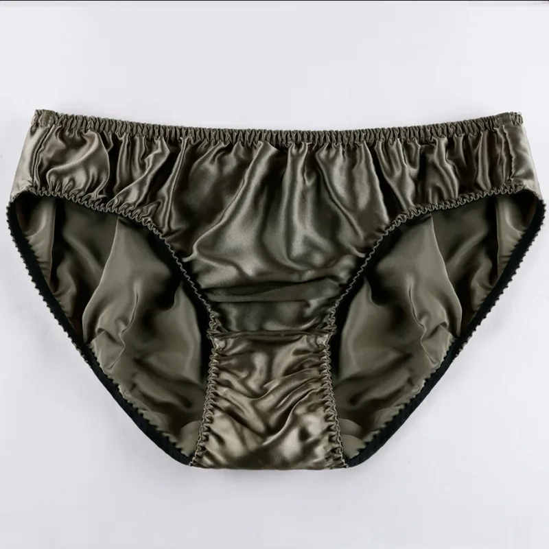 100% Mulberry Silk Men Sexy Underwear Wrinkle Briefs Breathable Male Panties Pure Silk Trigonometric Soft Man Underpants Summer