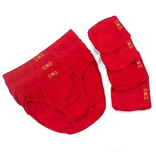 5PCS Men's Full Cotton Underwear Red Triangle & Four - Cornered Shorts Wedding Gift