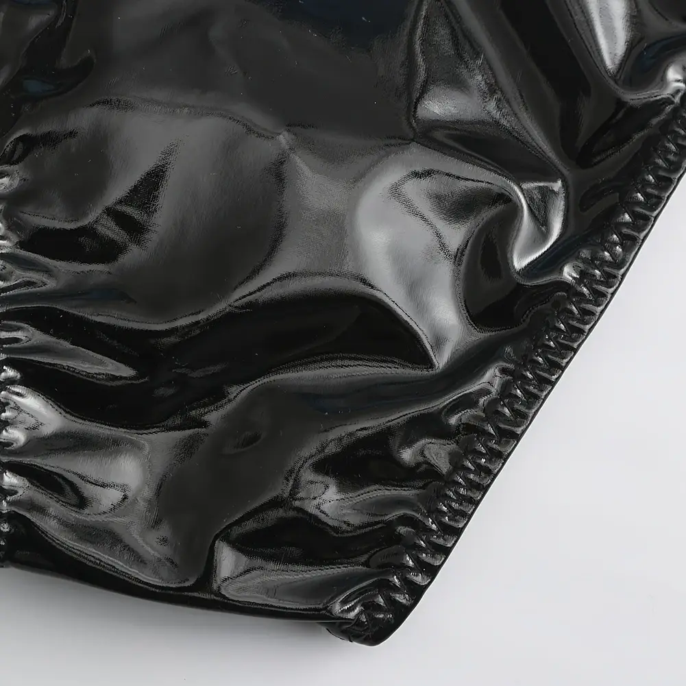 1pc Men Glossy Faux Leather Briefs Bulge Pouch Wide Waist Low Rise Underwear Erotic Lingerie Half-exposed Butt Gay Sissy Briefs