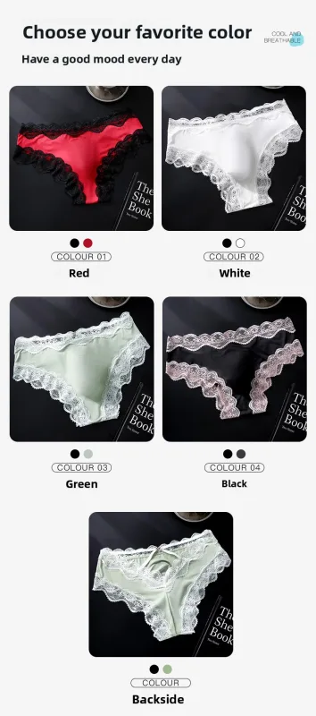 Male Full Lace Edge Briefs Back Bow Strap Ice Silk Satin Low Rise U Pouch Soft Breathable Men Underpants