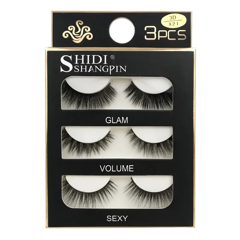 Faux Cils 3 Pairs Ψεύτικες Βλεφαρίδες Φυσικές μακριές 3D Βιζόν Βλεφαρίδες Απαλές Αφράτες Χειροποίητες Ψεύτικες Βλεφαρίδες Εργαλεία Μακιγιάζ Ματιών Maquiagem