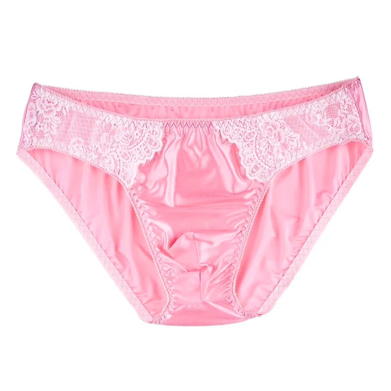 Men's Sexy Briefs Comfortable Healthy Elastic Soft Pouch mid Waist Pure Underwear Men's lace shiny gay underwear