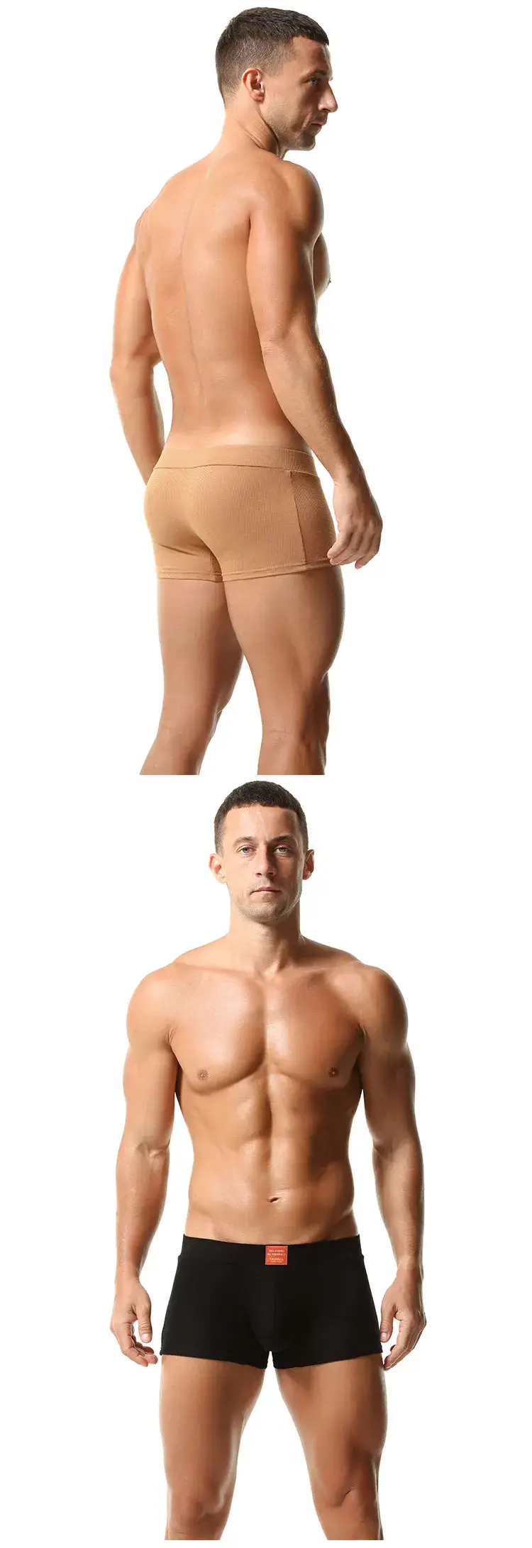 Men's Ribbed Boxer Briefs with 3D Contoured Pouch Elastic Waistband Soft Stretch Fabric for Comfort Casual Underwear