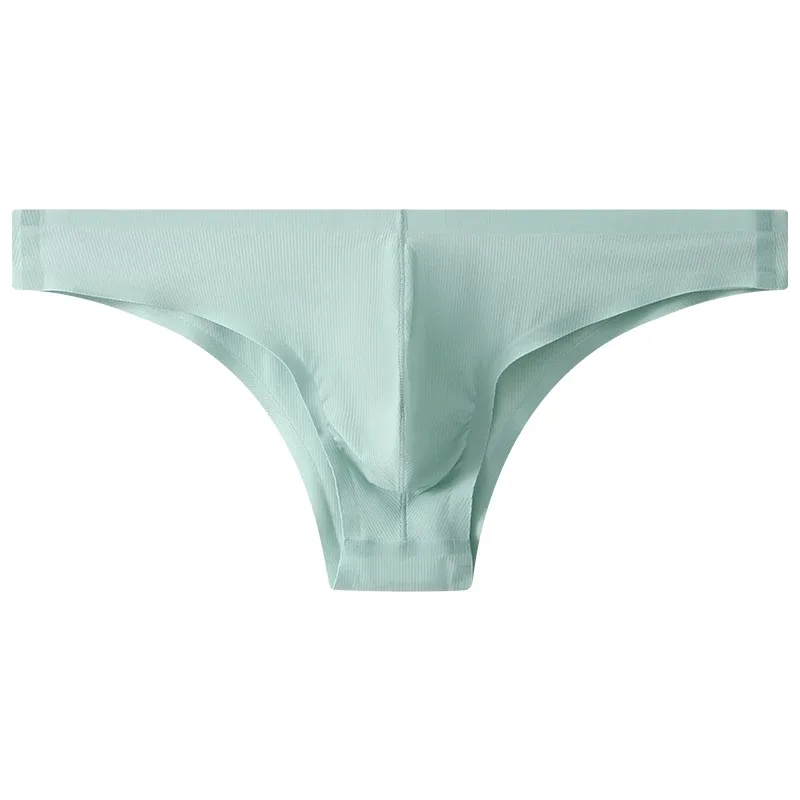 Half Hip Small Triangle Men's Underwear Low Waist Sexy Young Men Ice Silk Seamless Briefs Summer Lightweight Breathable Panties