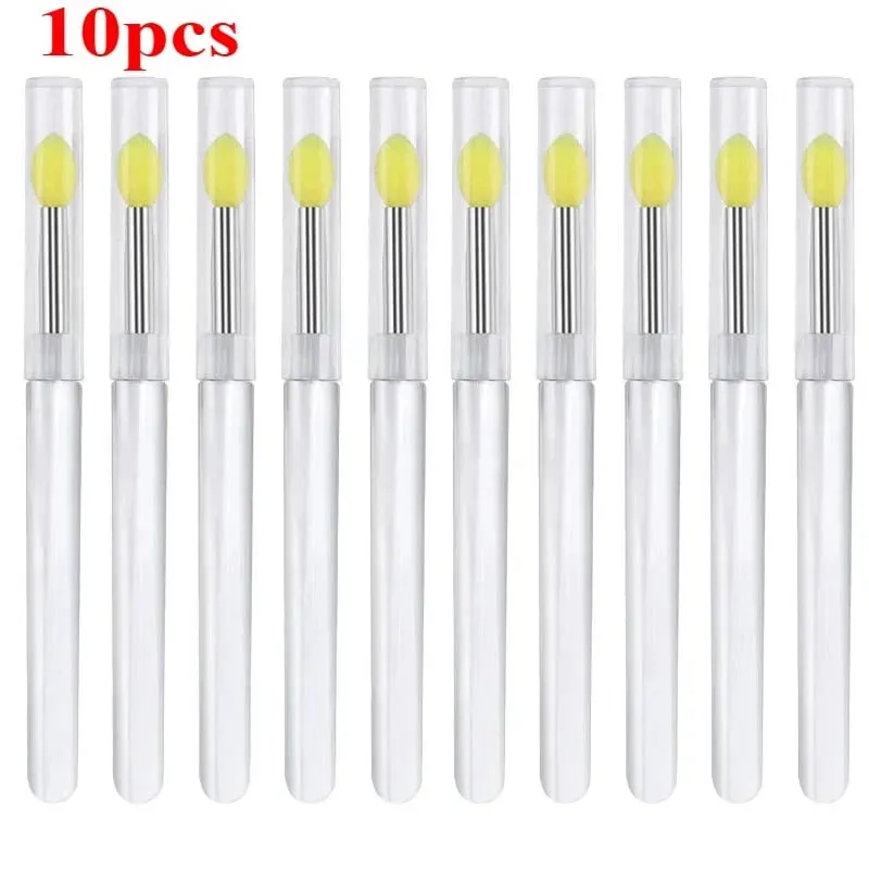 3/5/10 Buah Aplikator Stik Bibir Kuas Lipstik Silikon Lembut Pegangan Jernih Portabel Alat Kecantikan Lipgloss Microbrush Bersih