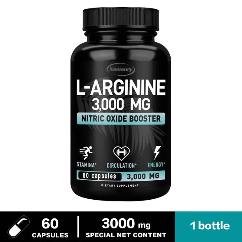 L-Arginine 3000mg - for Energy Strength and Endurance Support During Exercise | Muscle Mass Non-GMO