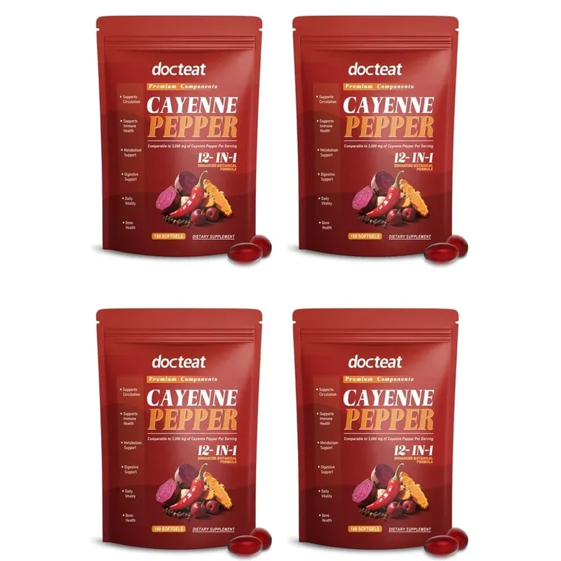 Cayenne Pepper Softgels with 12-in-1 Enhanced Botanical Formula for Antioxidant and Vascular Health Support 180 Softgels