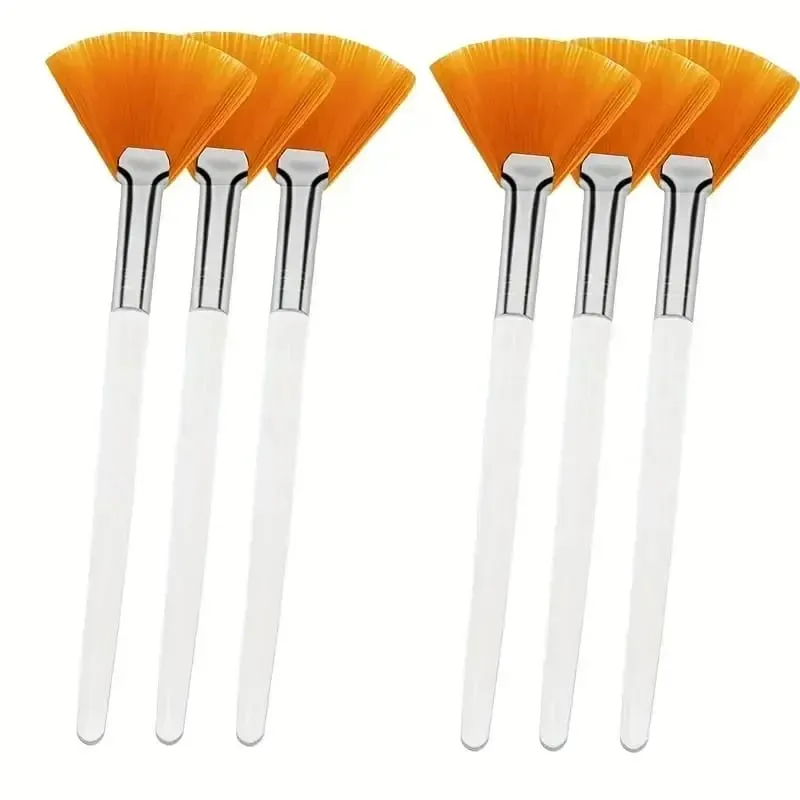 3/6/12pcs Praktikal na Facial Brushes Fan Shape Brush Flat Head Face Mask Applicator Soft Portable Mask Brushes Mga Cosmetic Tool — image 8