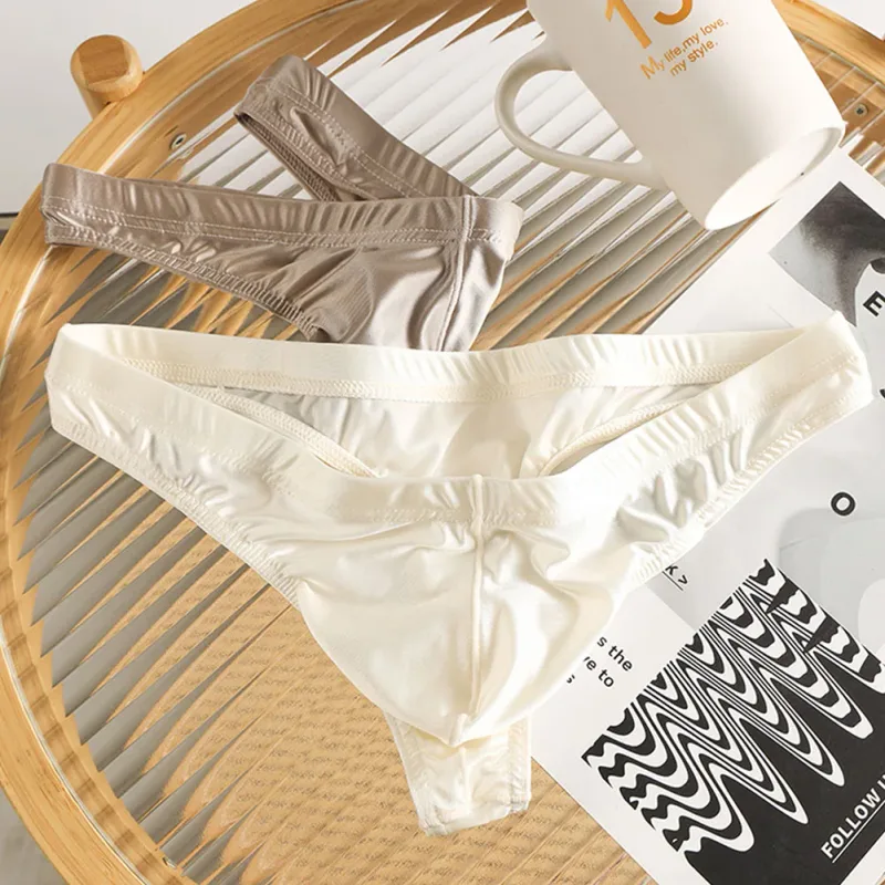 Breathable Ice Silk Underwear Ice Silk G-String Brand New Men's Underwear Classic Style Thongs Lightweight Ice Silk Underwear