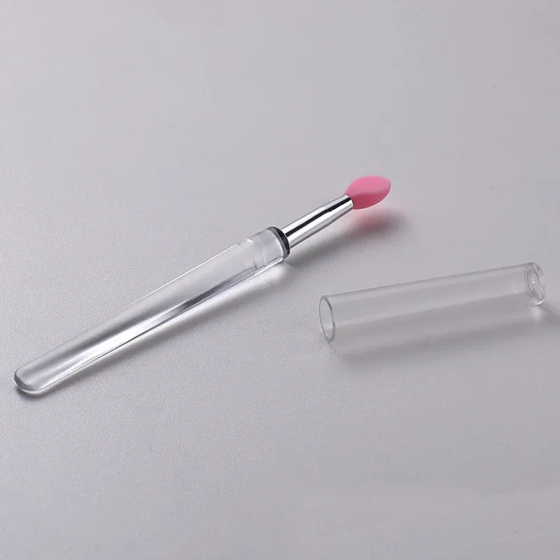 Kuas Bibir Silikon dengan Penutup Lembut Multifungsi Aplikator Masker Bibir Lipstik Lipgloss Kuas Rias Perjalanan Portabel Dapat Digunakan Kembali