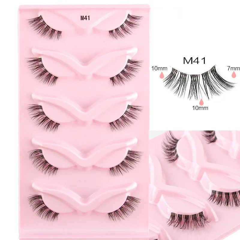 Half Eye Lashes Cat Eye Lashes 3/5/10 Ζεύγη ψεύτικες βλεφαρίδες Αφράτη απαλή φυσική εμφάνιση Clear Band 3D Mink Lashes Extension Μακιγιάζ
