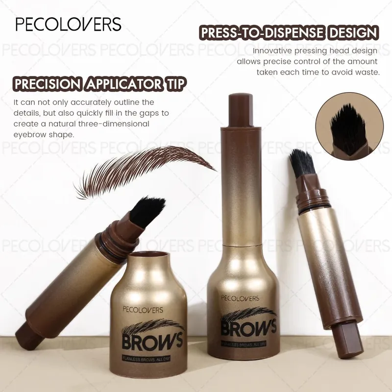 Professional 4 Pcs Eyebrow Products Makeup Set - Eyebrow Stamp & Eyebrow Powder & Small Brush Fill The Shapes of Eyebrow