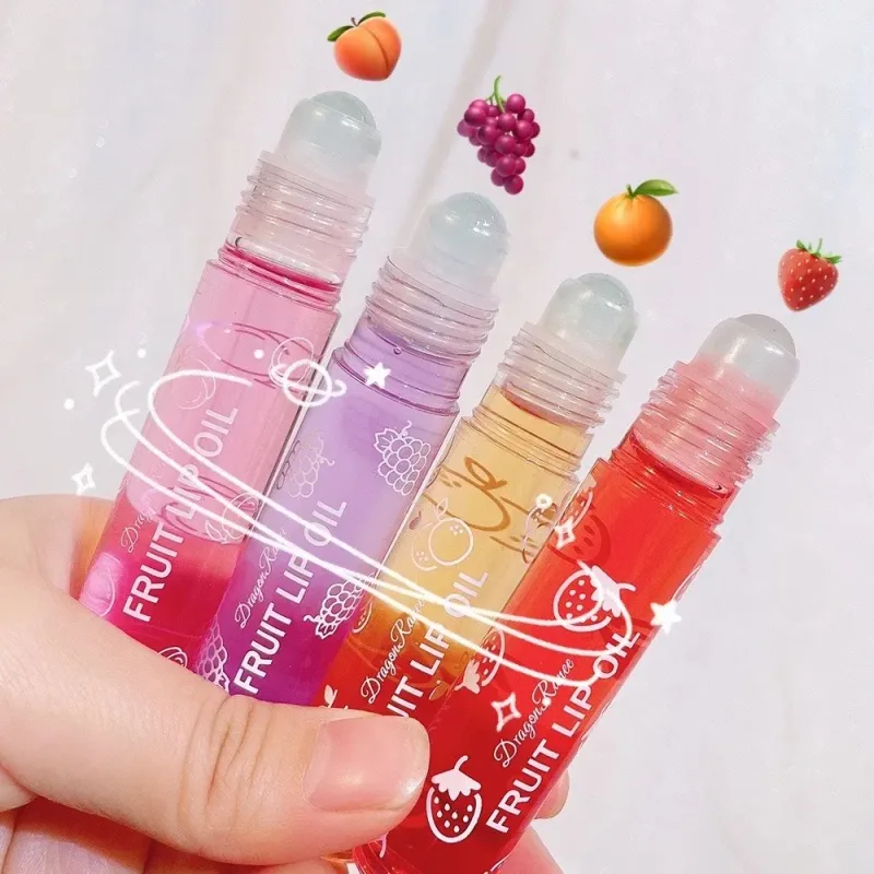 Hydrating Lip Oil Roller Gloss Moisturizing Nourishing Lip Balm Transparent Colorless Fruit Avocado Lip Care