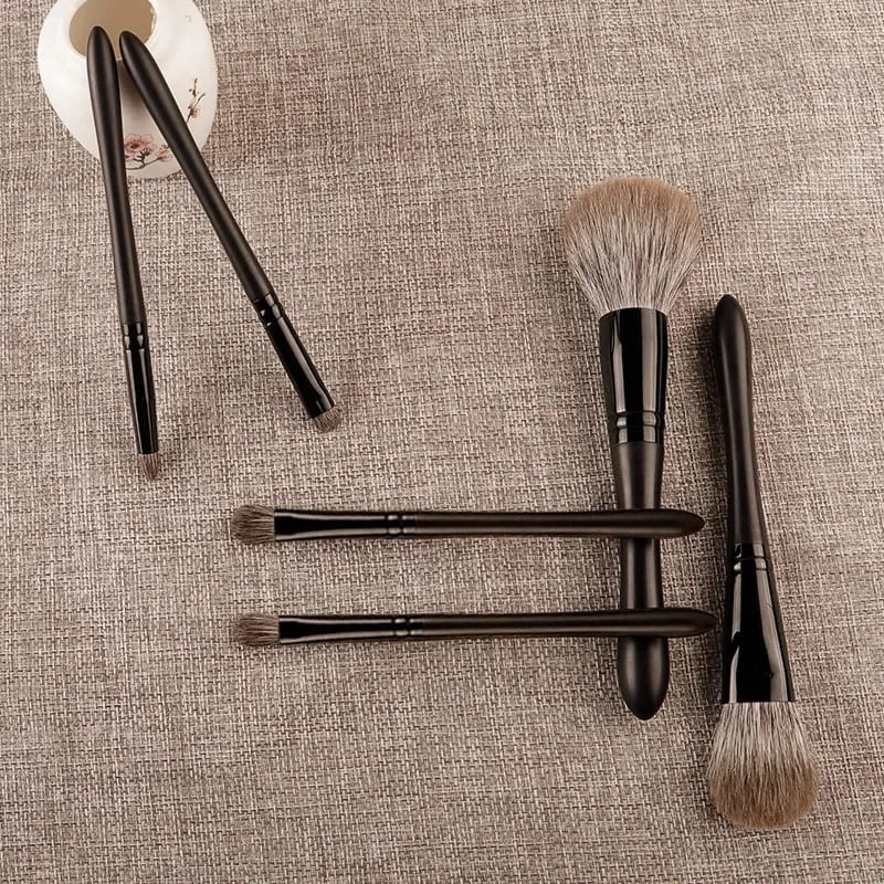 6pcs/set Fox hair Makeup brushes Set Powder Blusher Crease Eyeshadow Detalye Liner Shadow Make up brushes Travle siz Ebony Handle