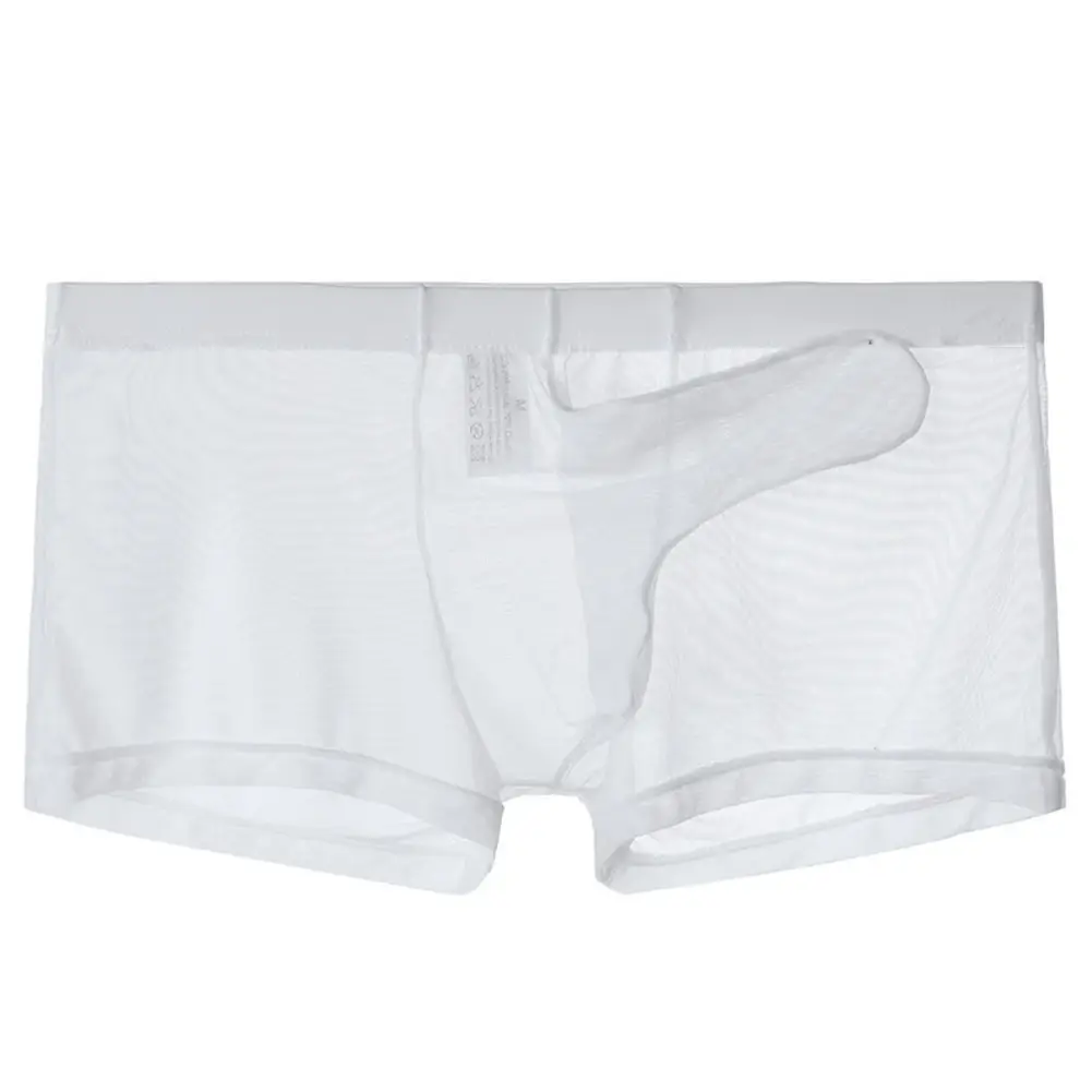 Sexy Mannen Mesh Transparant Lichtgewicht Ondergoed Zien Door Ademende Boxer Slips Slipje Bullet Scheiding Mannelijke Boxer Slipje