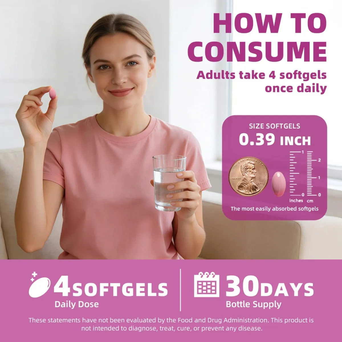 120PCS Inositol Capsule with Omega-3 Supports Ovarian Function Hormone Balance Fertility Supplements for Women