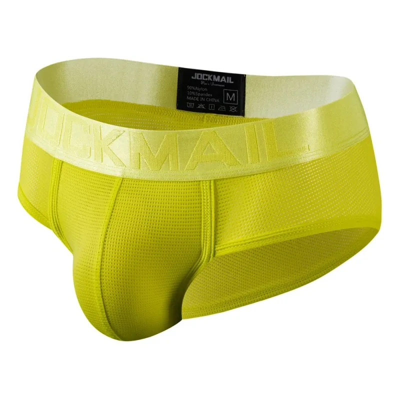 Jockmail Mens Underwear Briefs Mesh Breathable Sports Fitness Shorts Solid Color Sexy Low-rise Lingeries for Extreme Panties