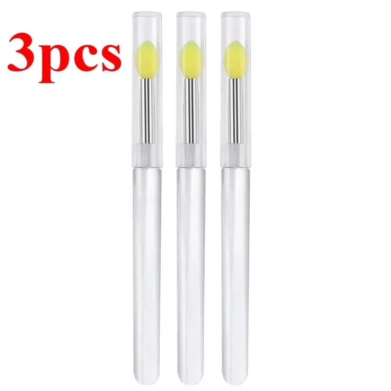 3/5/10 Buah Aplikator Stik Bibir Kuas Lipstik Silikon Lembut Pegangan Jernih Portabel Alat Kecantikan Lipgloss Microbrush Bersih