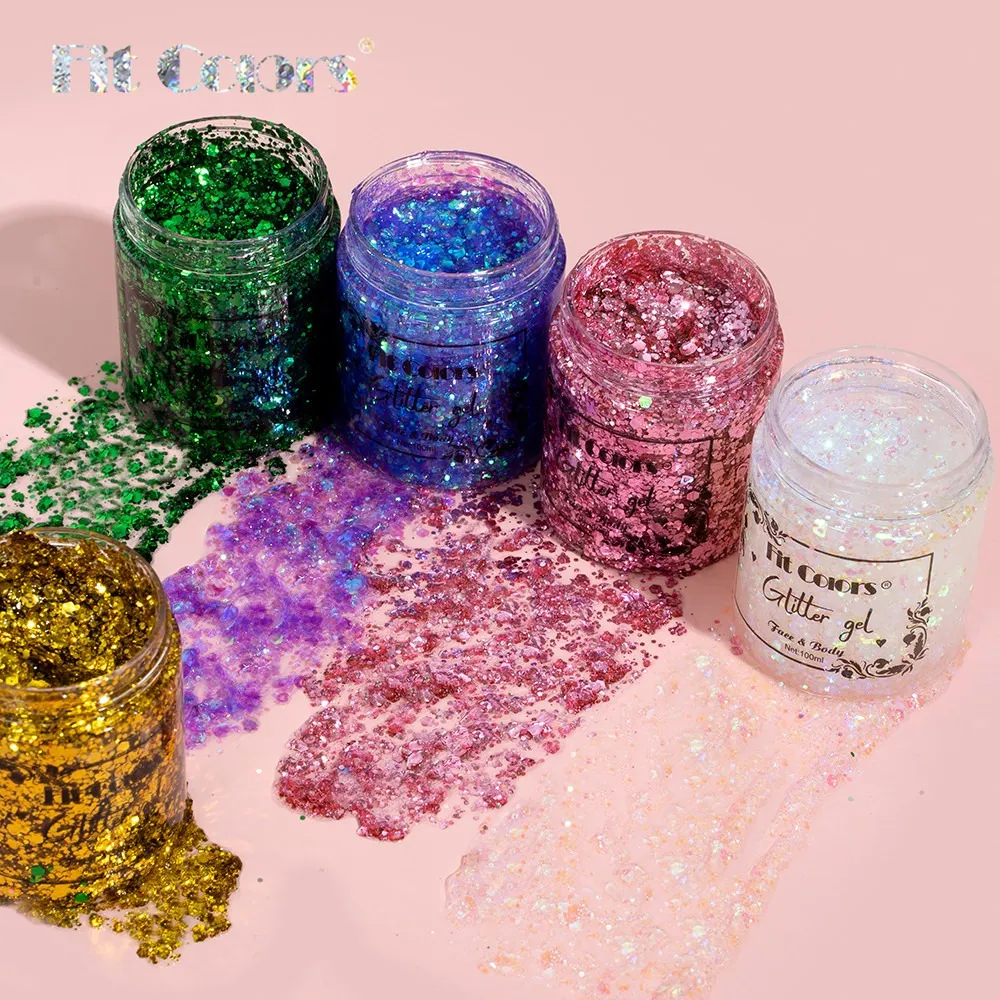 100ml Glitter Gel Eye Shadow Liquid Face Body Large Sequin Gel Πολυλειτουργικό Πολύχρωμο Loose Sequins Cream Party Διακόσμηση
