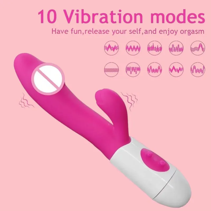 סיליקון G-Spot רטט רטט כפול דגדגן לעיסוי 10 מהירויות נטענת עמיד למים צעצוע מין תענוג לנשים