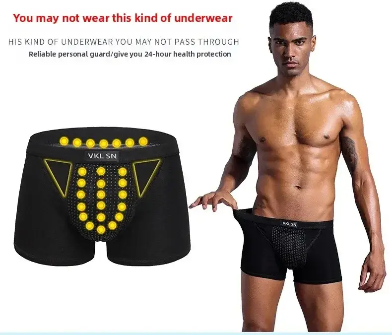 Men's Magnetic Closure Milk Silk Boxer Briefs Anti-Slip Quick-Dry Ultra Soft Breathable Underwear Boxer Shorts