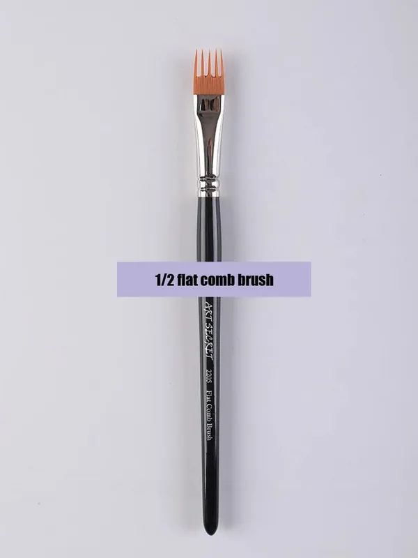 Professional 5 pcs Flat Comb Brush Nylon Paint Drawing Brushes Oil Artists Painting Brush Set Para sa Artista Student
