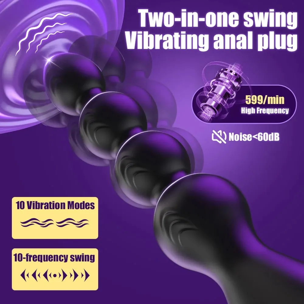 רטט אנלי חרוזים Butt Plug Vibrator 360° סיבוב זכר לעיסוי ערמונית אנאלי ממריץ צעצועי מין לנשים גברים