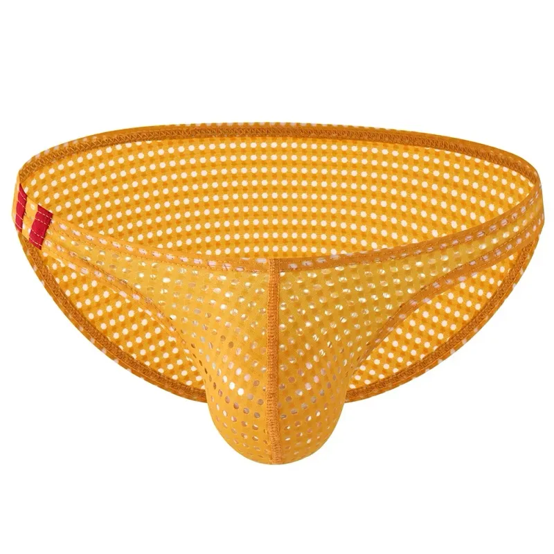 Men Briefs Summer Breathable Holes Underwear U Convex Thin Low Waist Briefs Slip Underpants Calzoncillos